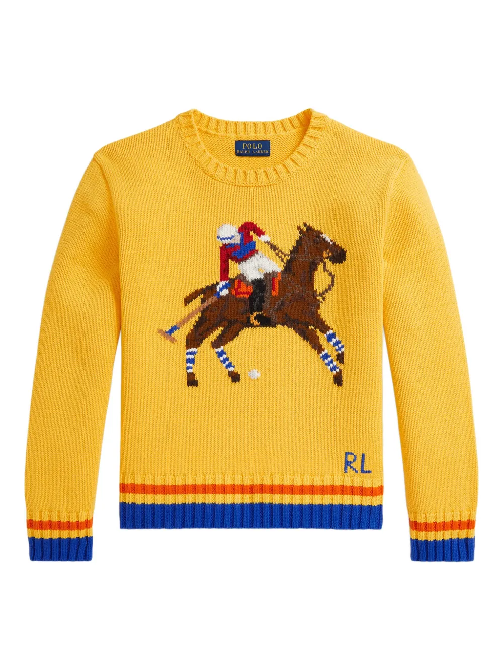 

Свитер Polo Player вязки интарсия Polo Ralph Lauren Kids, желтый