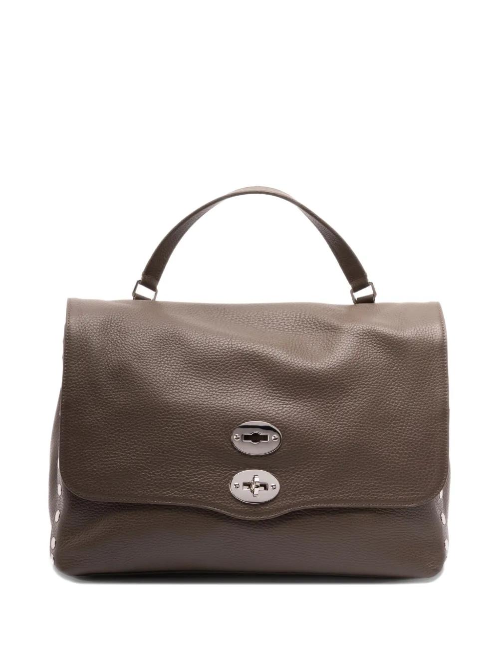 

Сумка-тоут Medium Postina с заклёпками и поворотным замком Zanellato, серый