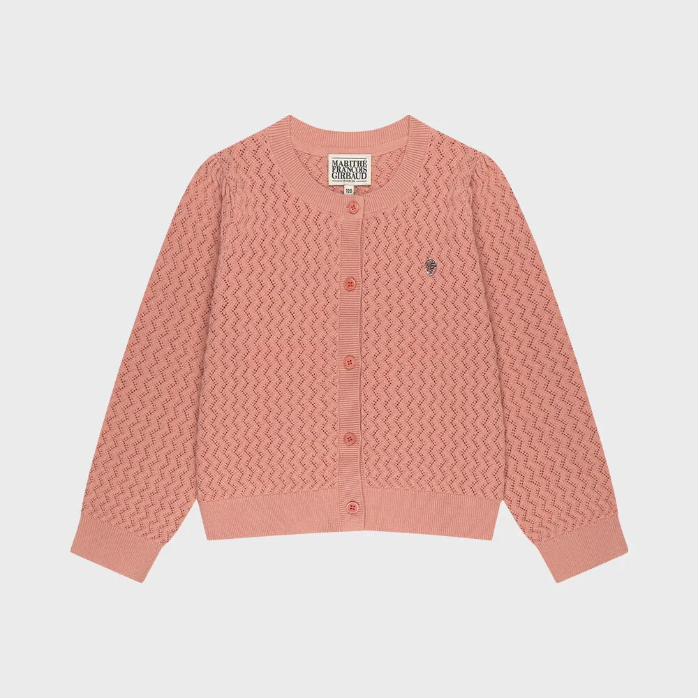 Детский вязаный кардиган W Pointelle Coral Pink от Marithé Kids — фото 2