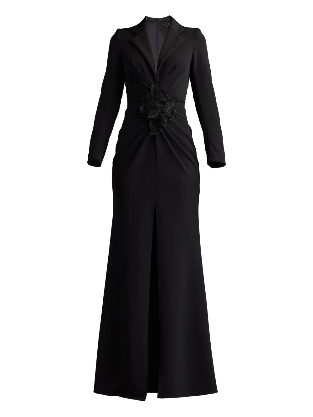 

Платье с V-образным вырезом и цветочной аппликацией Tadashi Shoji, черный