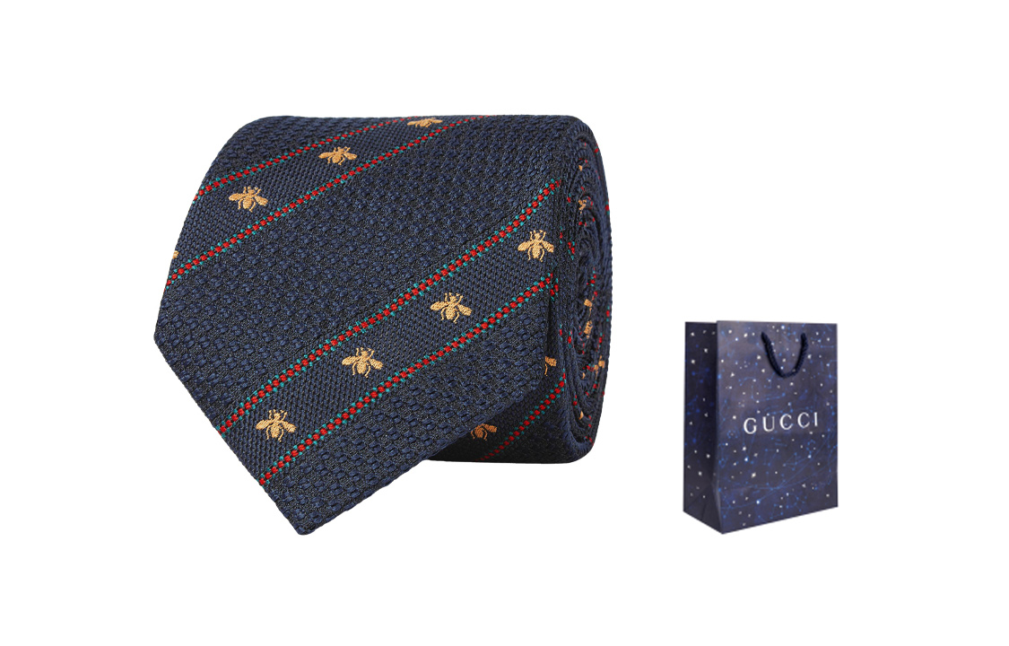 

Галстук из шелкового жаккарда Bee and Web GUCCI, starry sky shopping bag