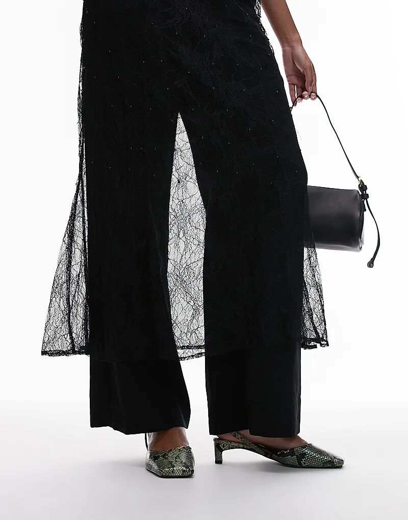 Туфли Diana на среднем каблуке с квадратным носком и принтом змеи цвета хаки Topshop — фото 3