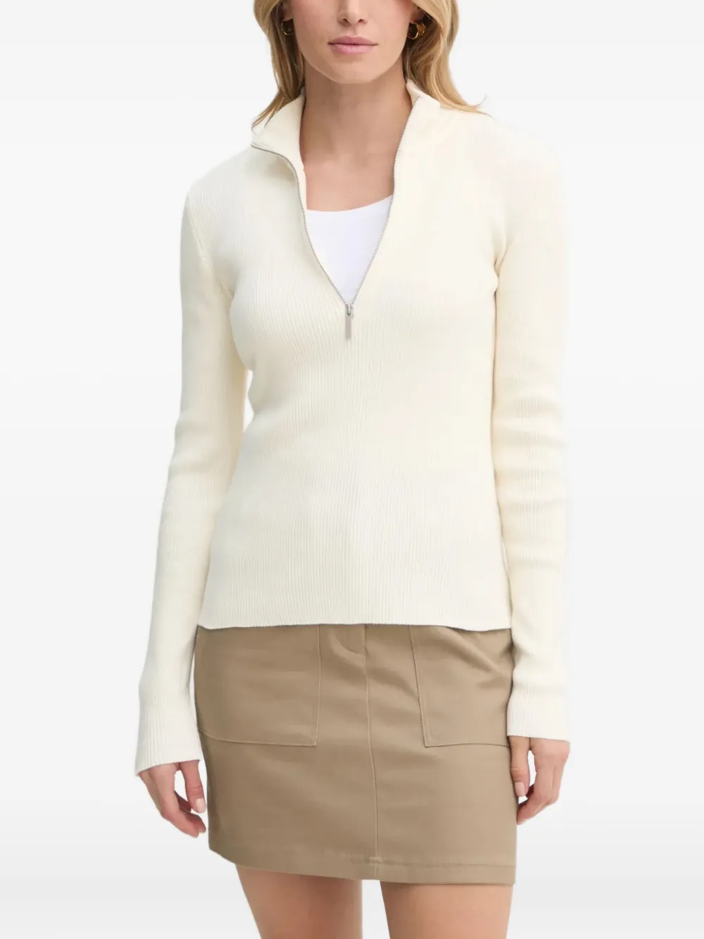 

Рифленый джемпер на молнии спереди Gestuz, белый