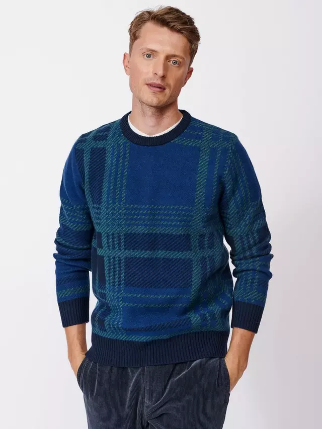 

Джемпер Aubin Mumby Check Merino Cashmere Blend Crew, темно-синий