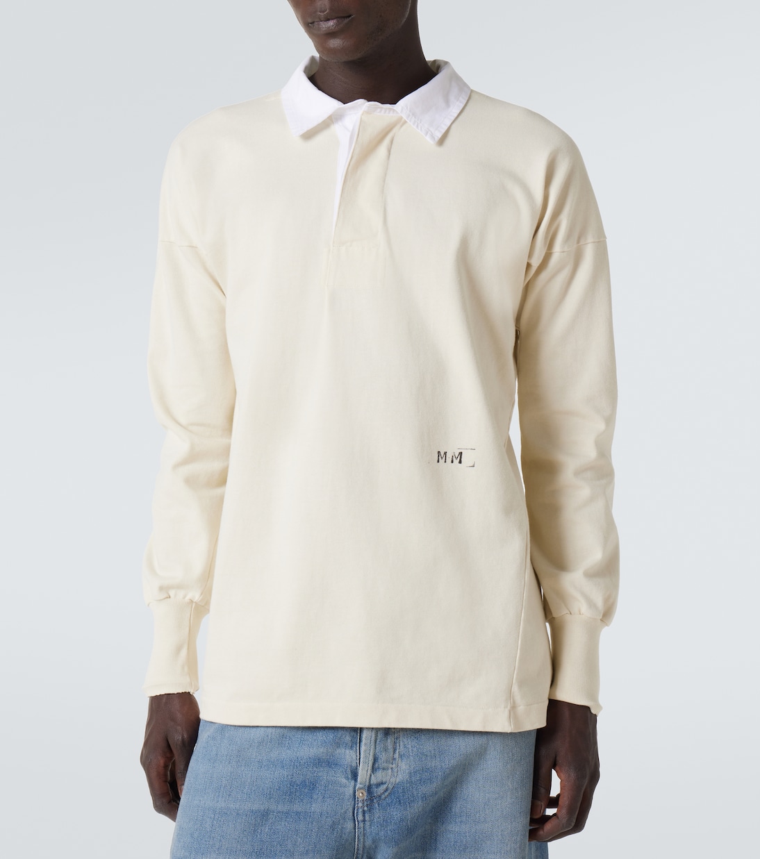 Рубашка-поло из хлопкового джерси с логотипом Maison Margiela, Butter — фото 3