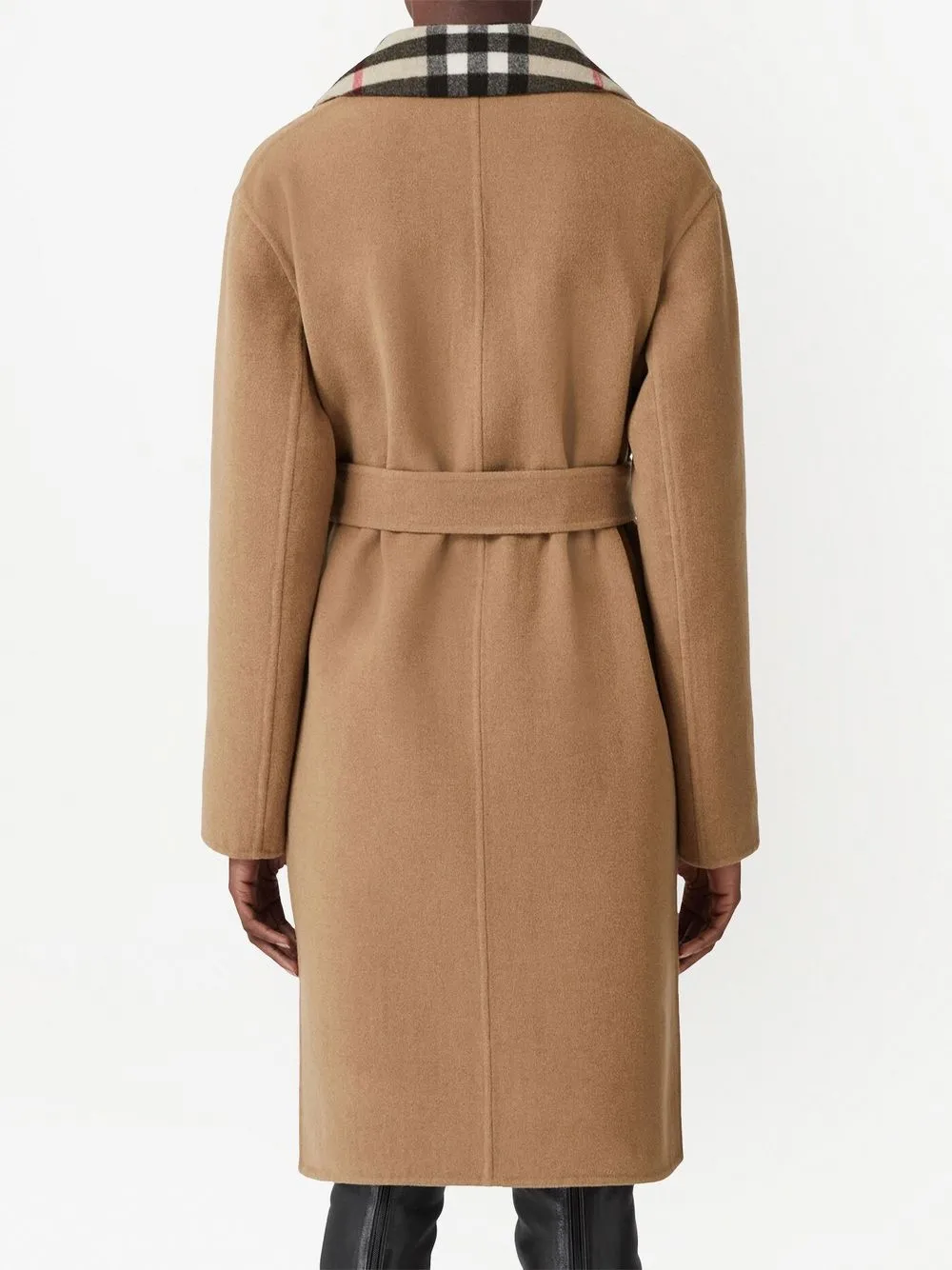 Пальто Burberry двустороннее шерстяное в клетку, нейтральное — фото 3