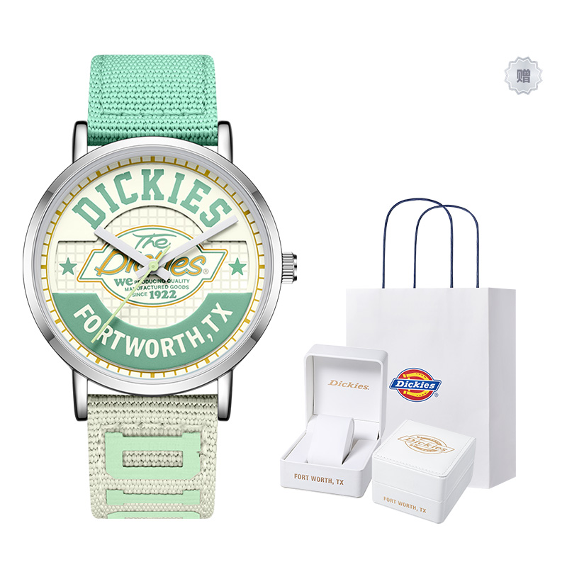 

Dickies Часы Wrist Watch Quartz Movement Nylon Strap Pink Watch Dial Women's Watch Classic Box, [Limited Glow Leather Case]CL-541V3-73SY