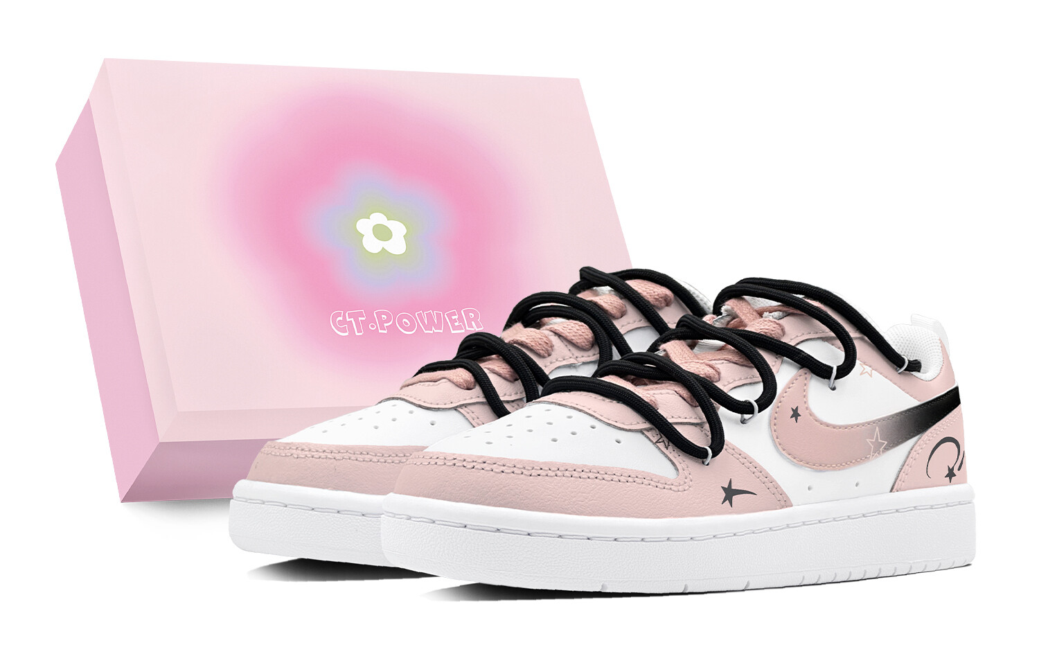

Кроссовки Nike Court Borough Kids' Skateboarding Shoes Grade School, черный/розовый