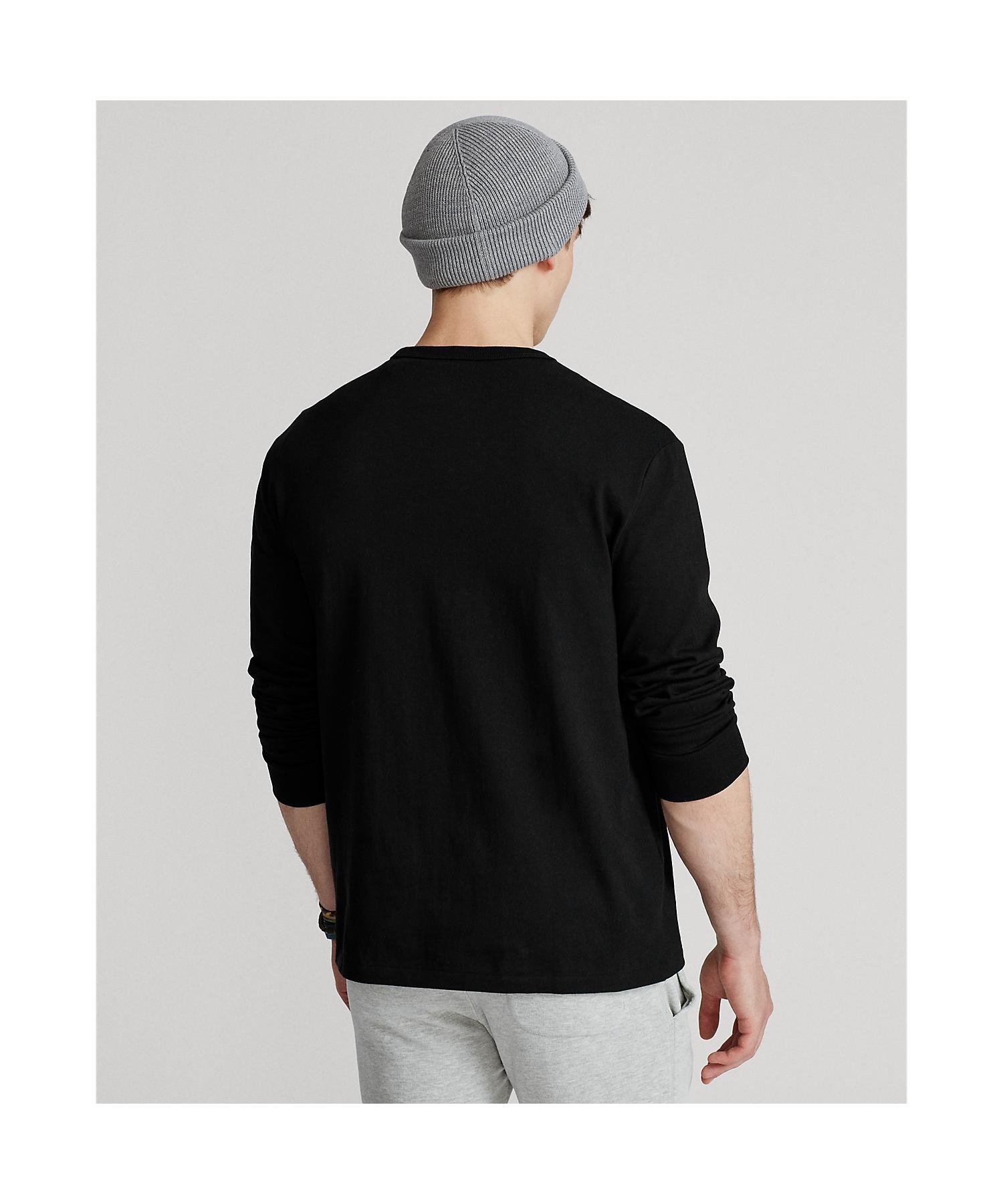 Классическая трикотажная футболка с длинными рукавами Polo Ralph Lauren, 001 Black — фото 4