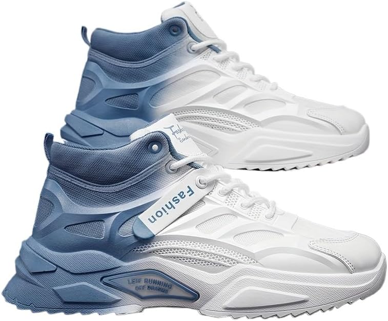 

Высокие кеды на шнуровке с градиентом - дышащие, с хорошим сцеплением, удобная конструкция - мужская обувь для повседневного ношения и активного отдыха Hhhchpm, небесно-голубой