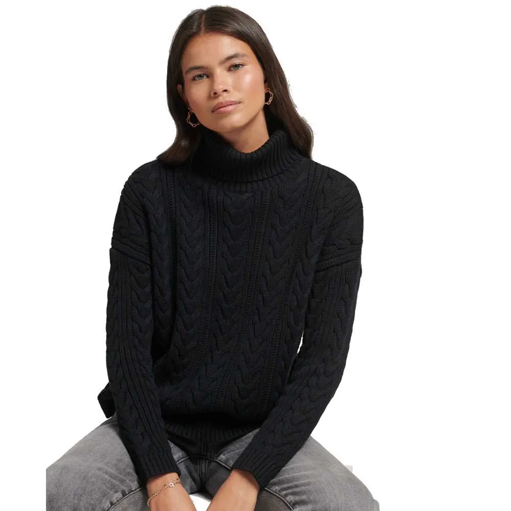 

Свитер Superdry Drop Shoulder Cable Roll Neck, черный