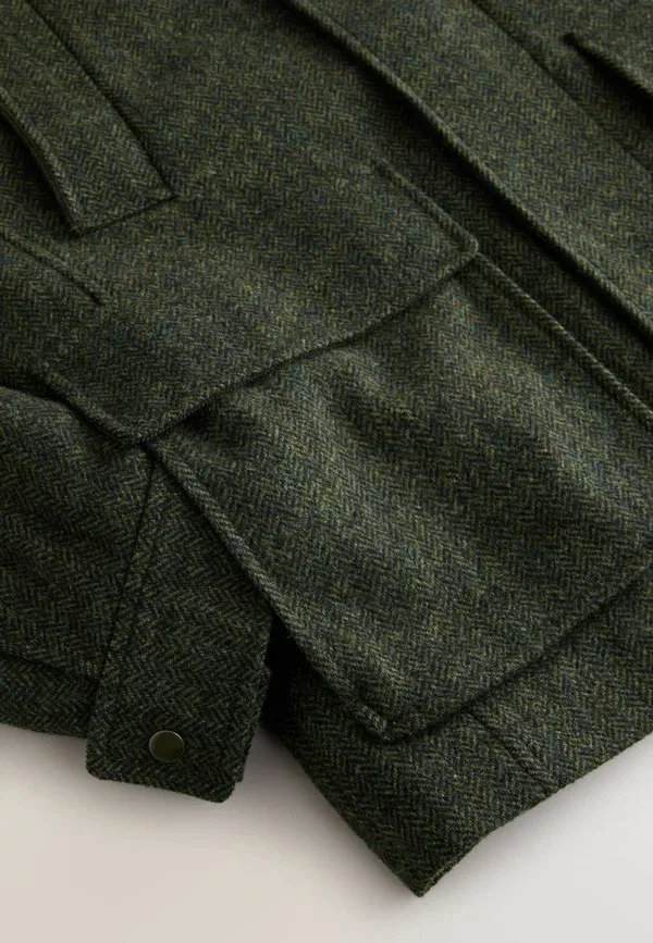 Куртка Regular fit herringbone quilted light jacket Next, зелёный — фото 3