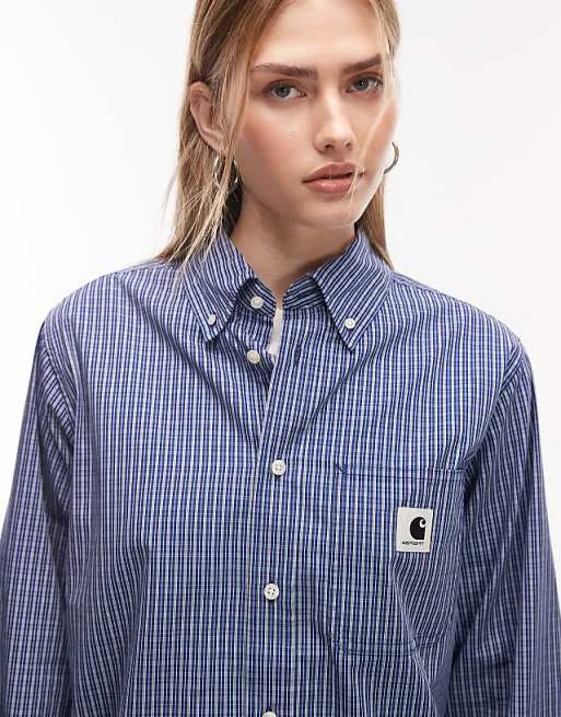 

Синяя рубашка с длинными рукавами Carhartt WIP groff