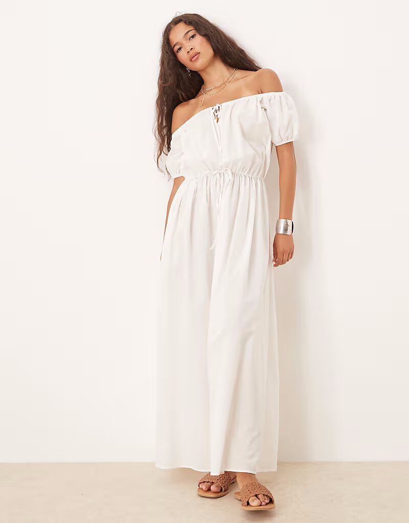 

Платье макси с открытой талией кремового цвета Asos Design