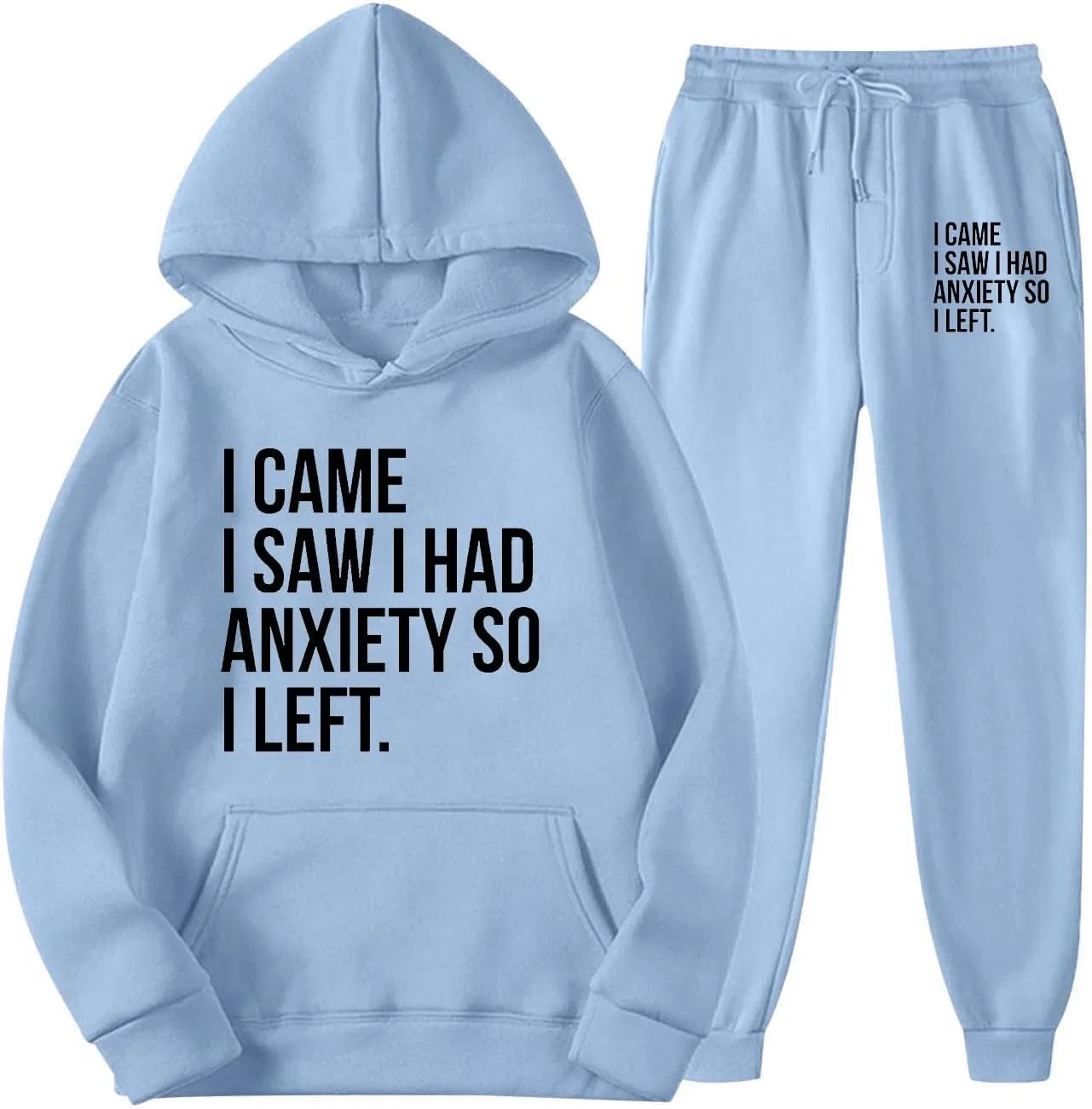 Женский спортивный костюм из двух предметов, толстовка и штаны, Light Blue — фото 3