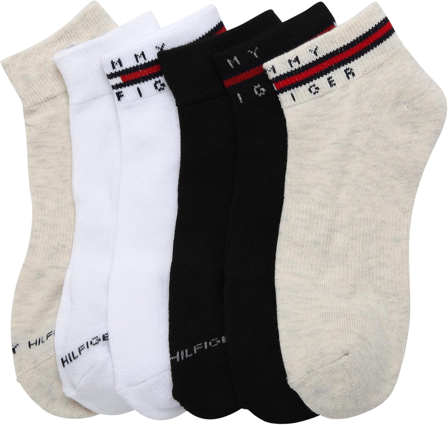 Женские носки Tommy Hilfiger Quarter - 6 пар мягких эластичных спортивных носков до щиколотки с мягкой подкладкой для женщин (размер: 4-10), Cream Heather Assorted — фото 4