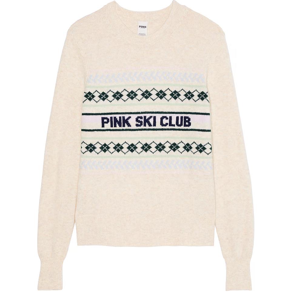 Victoria's Secret Розовый свитер с круглым вырезом/Natural Heather свитер Ski Club женский Natural Stone Pinewood Ski Club — фото 3