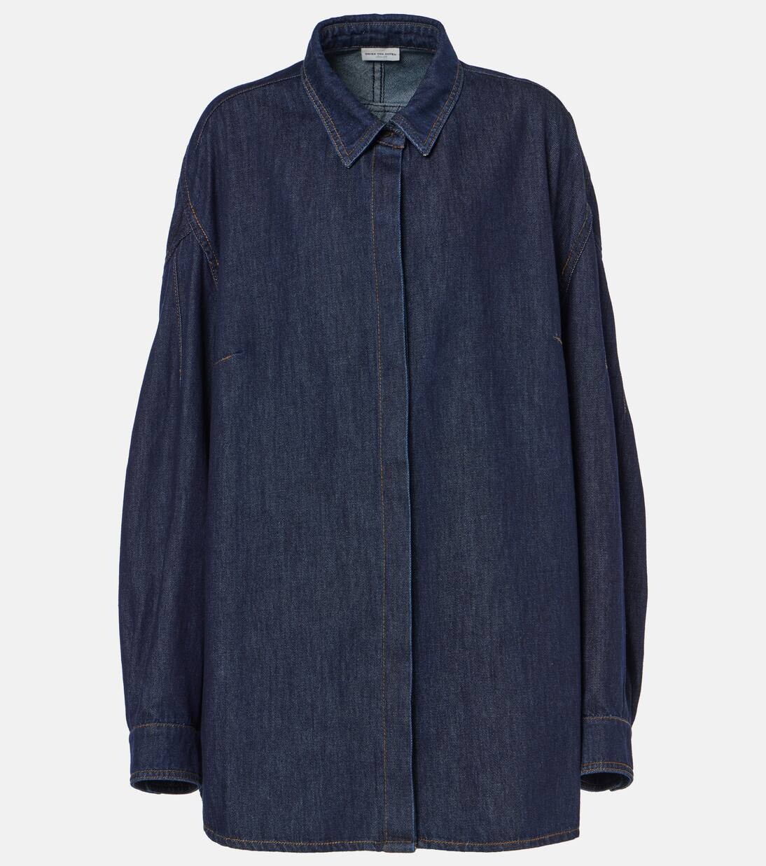 

Рубашка джинсовая большого размера Dries Van Noten, индиго