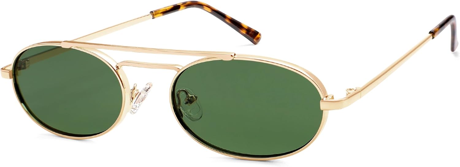 

Овальные модные ретро-солнцезащитные очки с двойной перемычкой для женщин и мужчин, 90-е годы, узкие винтажные маленькие солнцезащитные очки AR81048 HERJOUR, Gold/Green