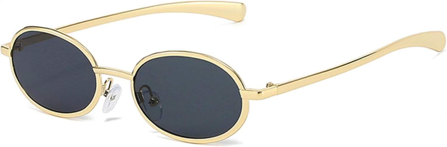 

Солнцезащитные очки Bullabulling в стиле ретро, ​​овальные, для женщин и мужчин, модные солнцезащитные очки 70-х годов, золотистая металлическая оправа, защита от УФ-излучения UV400, Gold Gray