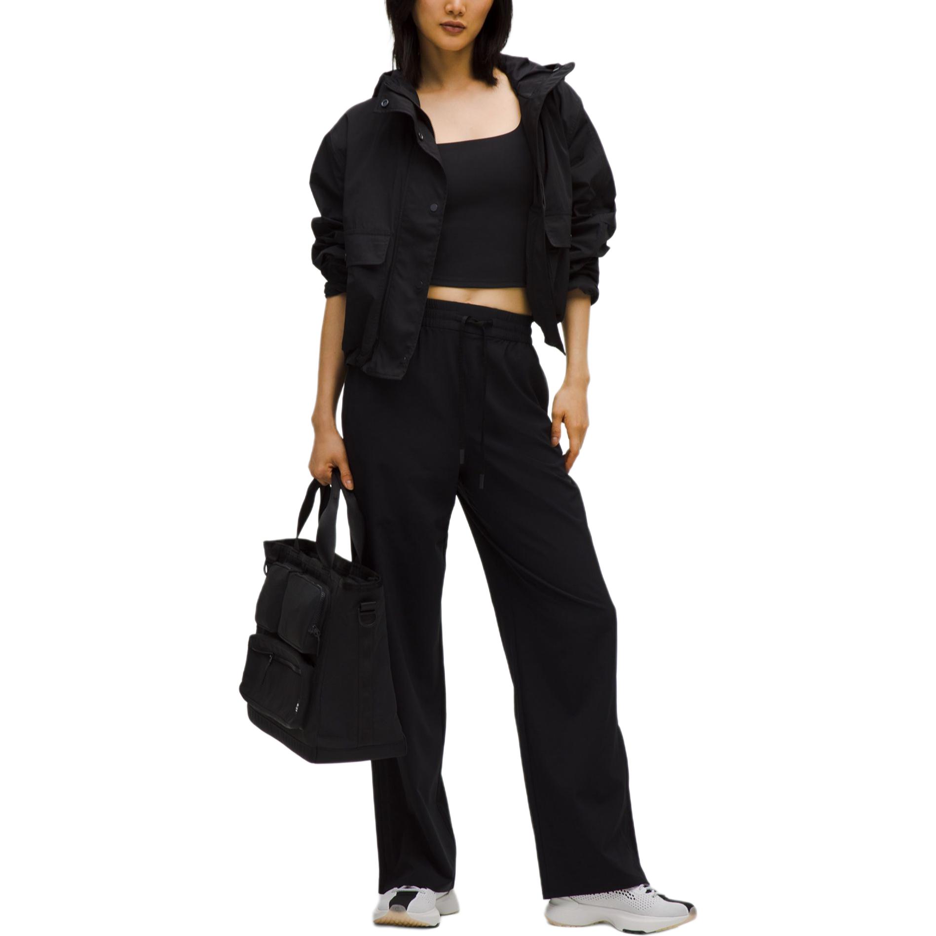 

Женские повседневные брюки с застежкой-молнией и складками Lululemon, черный