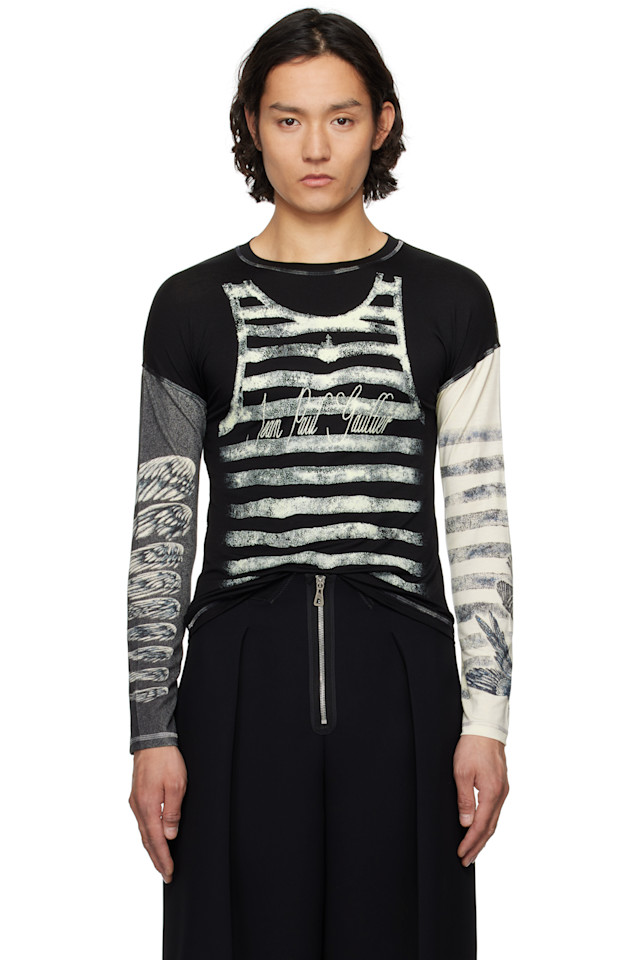 

Футболка с принтом тату Jean Paul Gaultier, черный