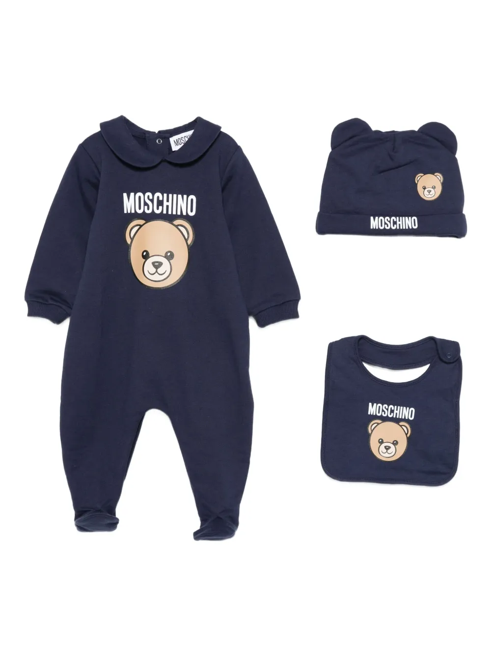 

Комплект для выращивания младенцев с принтом плюшевого мишки Moschino Kids, синий