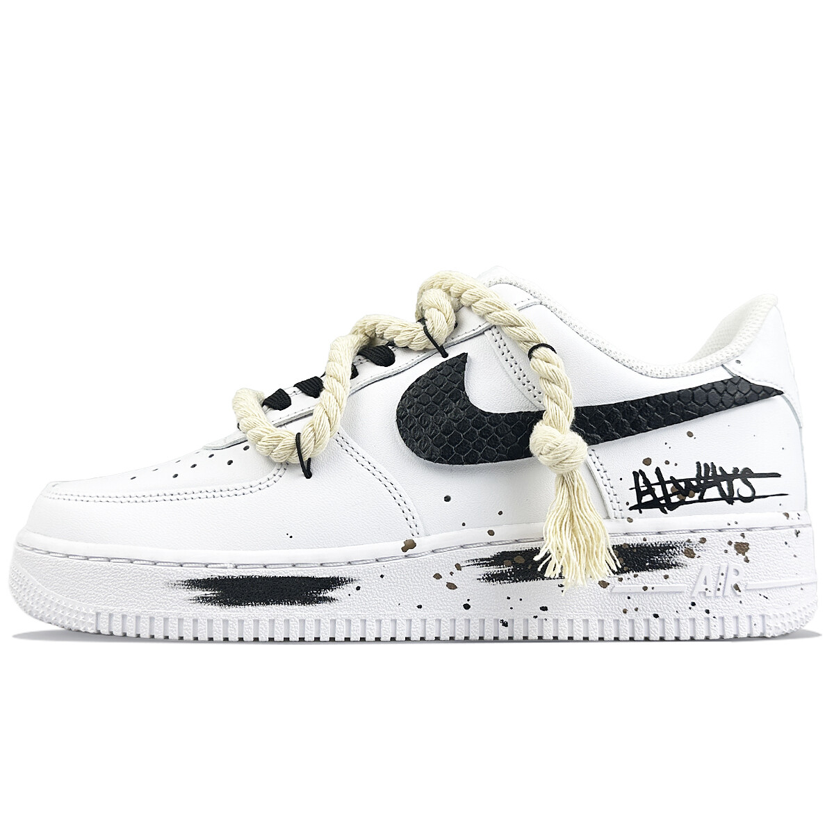 Кроссовки Nike Air Force 1 Skateboarding Shoes Unisex Low-top White/Black, белый/черный — фото 2