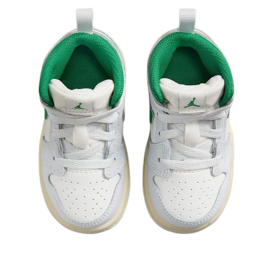 Кроссовки (TD) Air Jordan 1 Mid 'Summit White Pure Platinum Sail Pine Green', зеленый — фото 4