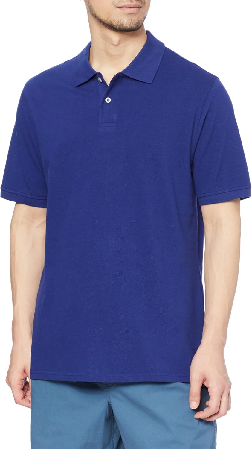 

Мужская хлопковая поло-рубашка пике Amazon Essentials, стандартного кроя, темно-синий