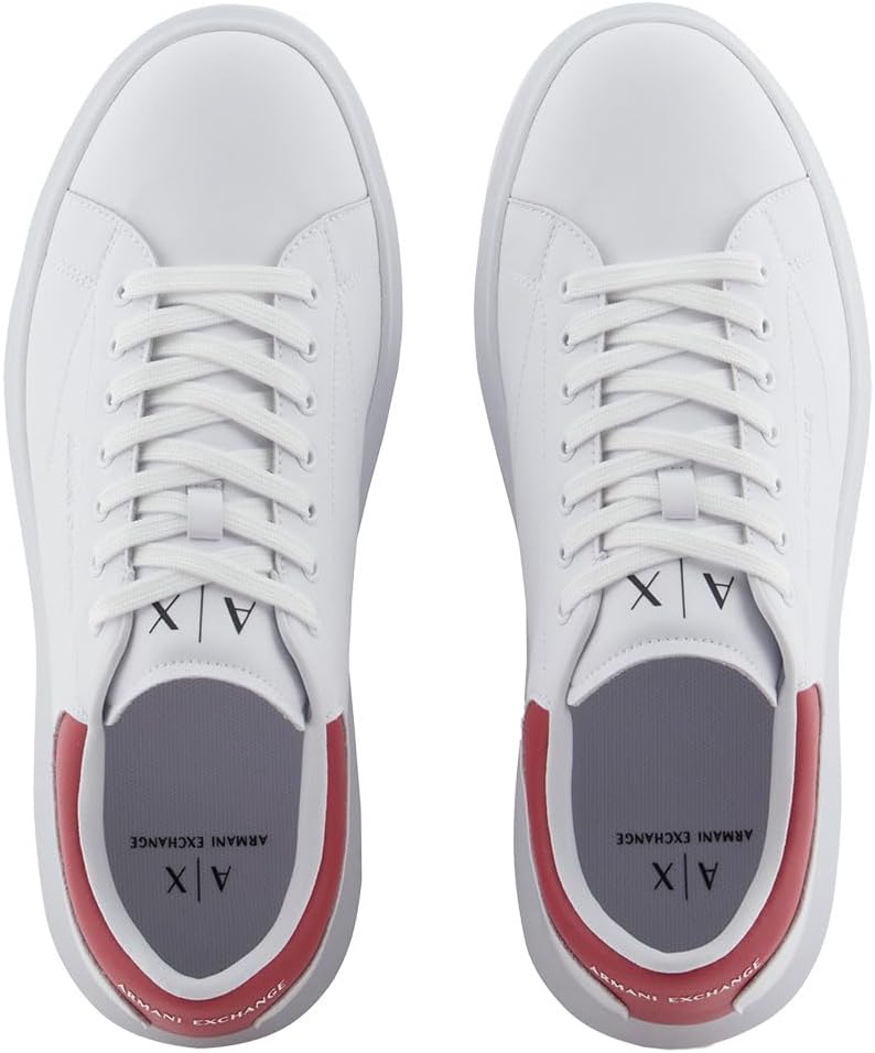 Мужские кроссовки Armani Exchange Actionleather с боковым логотипом и шнуровкой, белый — фото 4