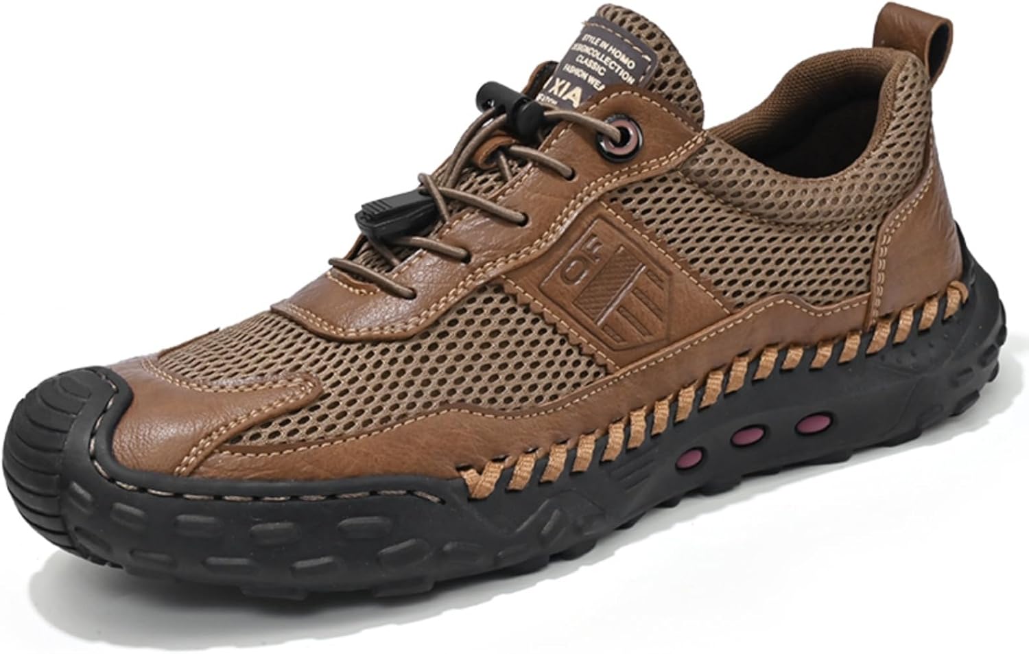 

Мужские премиальные туфли из коровьей кожи для прогулок, легкая шнуровка, повседневные кроссовки, плоская обувь для вождения, ручная строчка, сетчатая подкладка, на все сезоны Aokisx, хаки