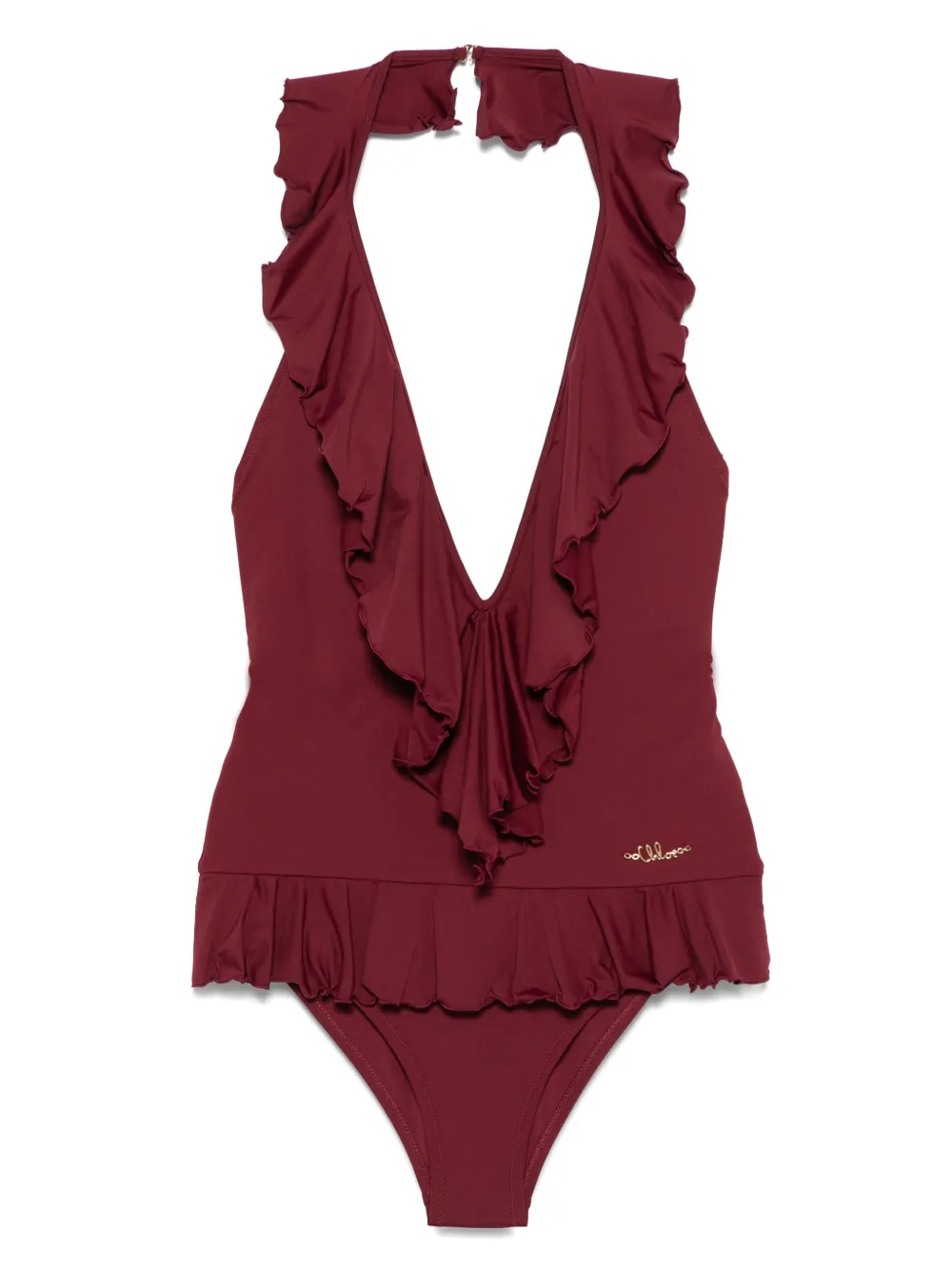 

Купальник с оборками и V-образным вырезом CHLOÉ, красный