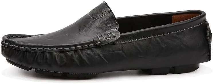 Лоферы кожаные Loafers for Men Simple Solid Color, черный PUGHGAETZF