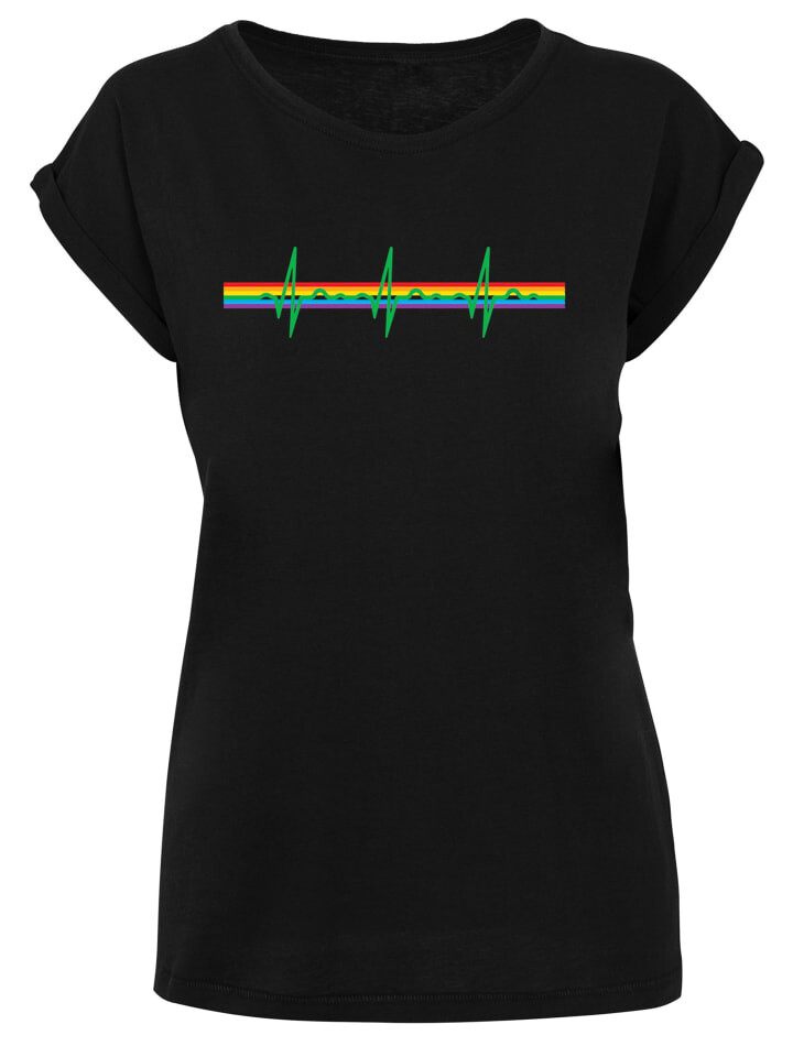 

Футболка F4NT4STIC T-Shirt Pink Floyd Prism Heartbeat Rainbow Regenbogen, черный