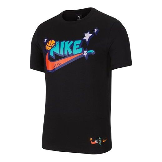 

Футболка basketball logo alphabet printing short sleeve men's black Nike, белый