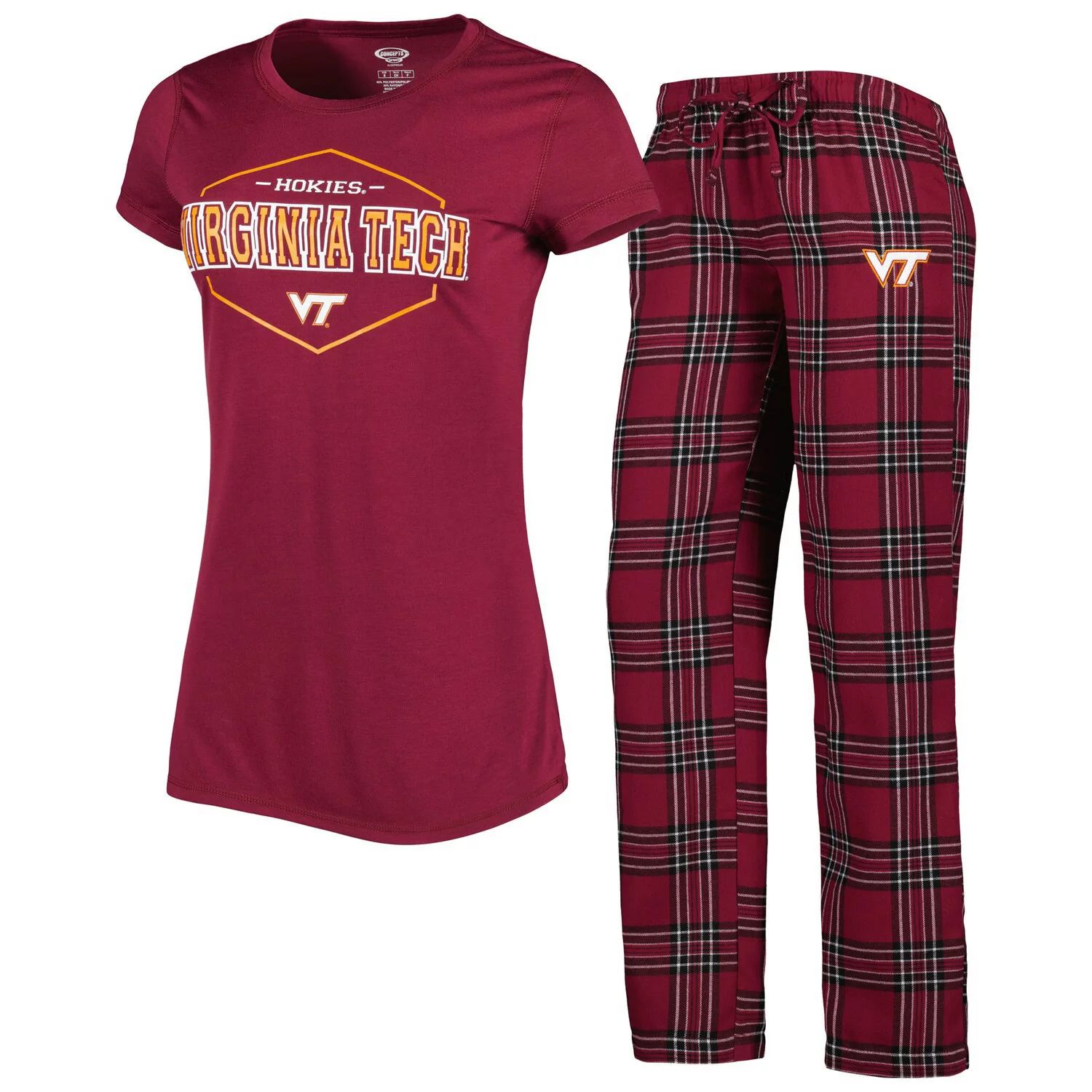 

Женская футболка Concepts Sport Maroon/Black Virginia Tech Hokies Badge и фланелевые брюки для сна