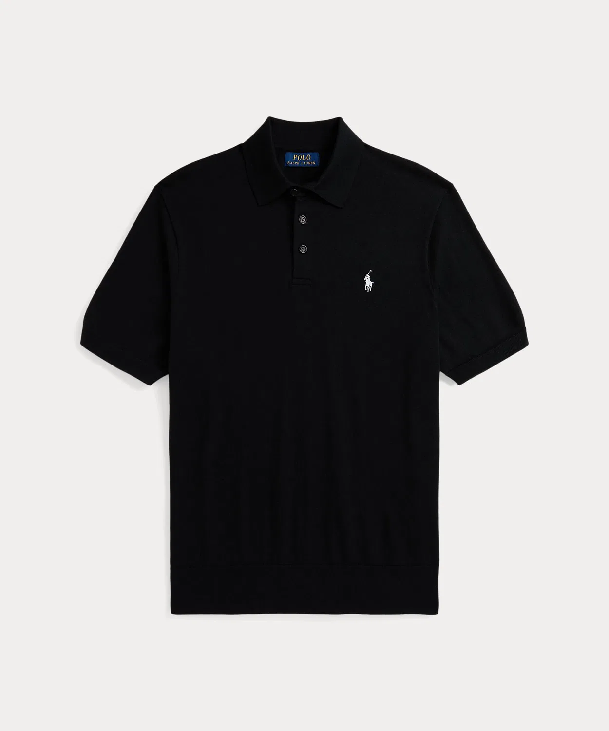 Свитер с поло-воротником из хлопка Ralph Lauren, чёрный