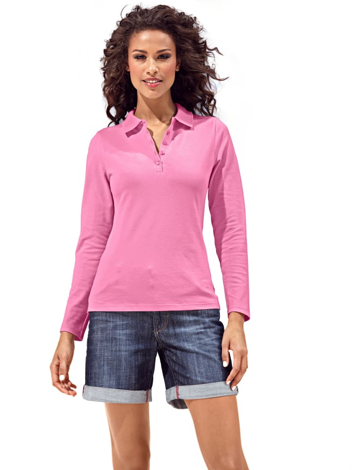 

Рубашка-поло с длинными рукавами розового цвета Heine