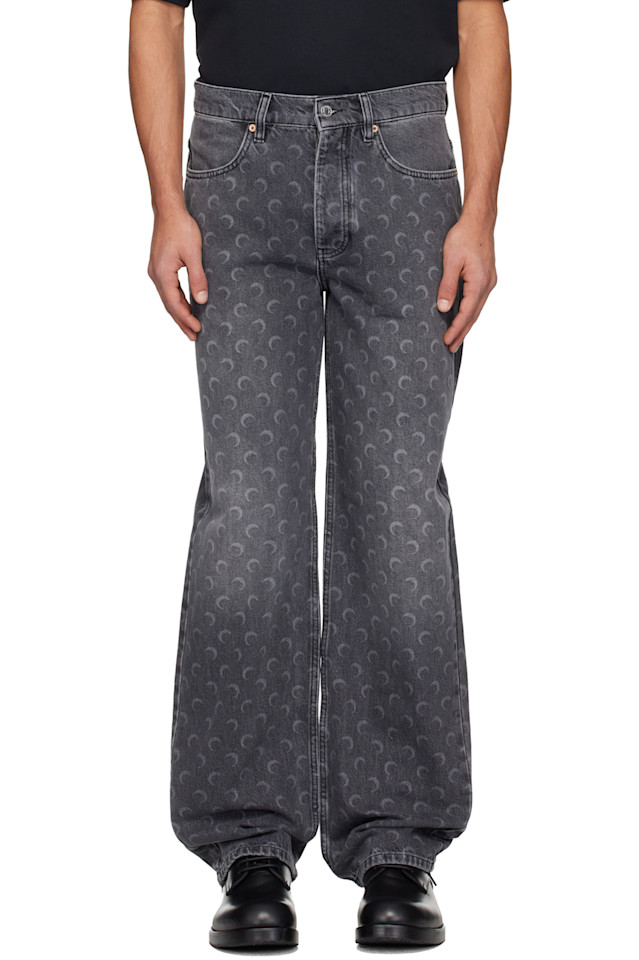 

Свободные джинсы Gray moon laser Marine Serre, Moon Laser Grey Denim