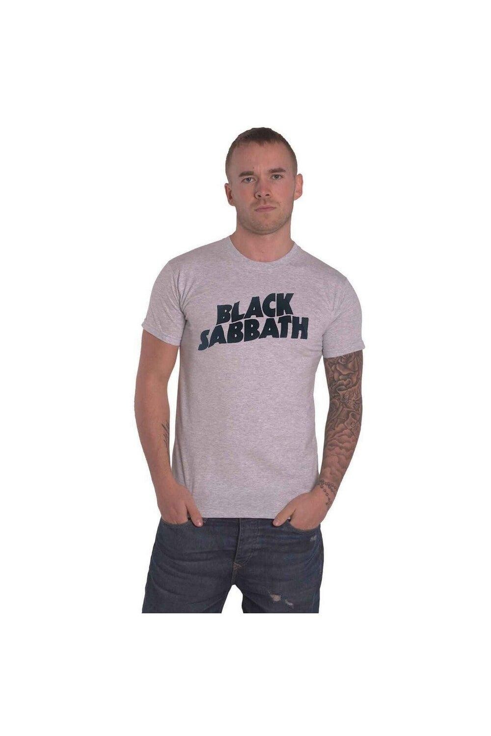 

Хлопковая футболка с волнистым логотипом Black Sabbath, серый