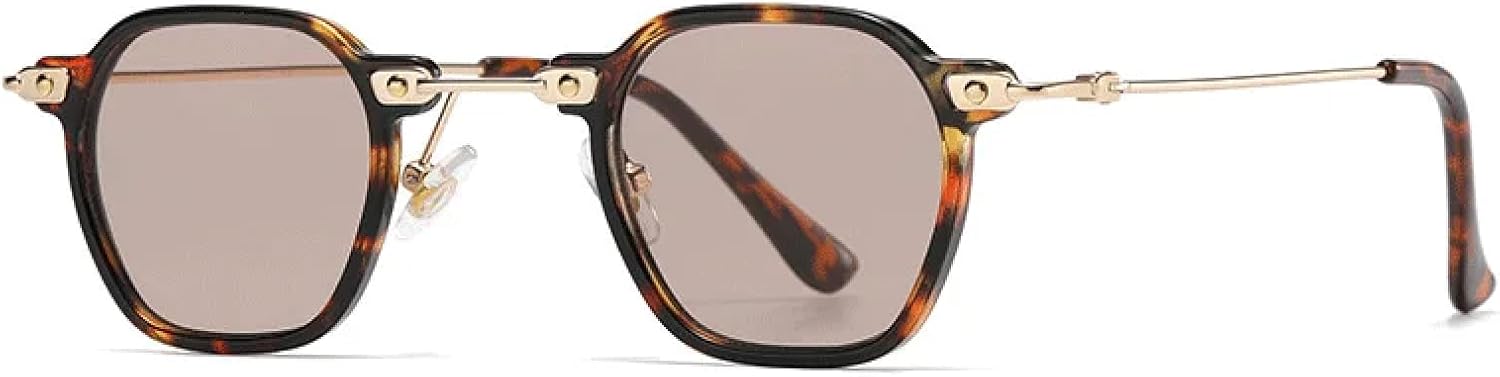 

Солнцезащитные очки с защитой UV400 | Стиль «стимпанк», маленькие круглые линзы с градиентом | для женщин и мужчин, для занятий спортом на открытом воздухе и вождения DSVIGF, Leopard Tea