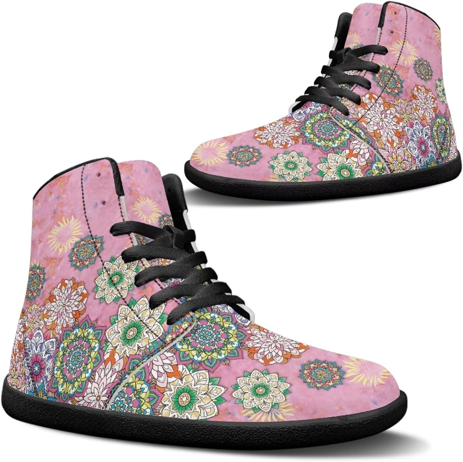 

Кроссовки Jeiento для мужчин и женщин с высоким верхом, босоножки, хиппи, с цветочным узором, на шнуровке, модная обувь, розовый