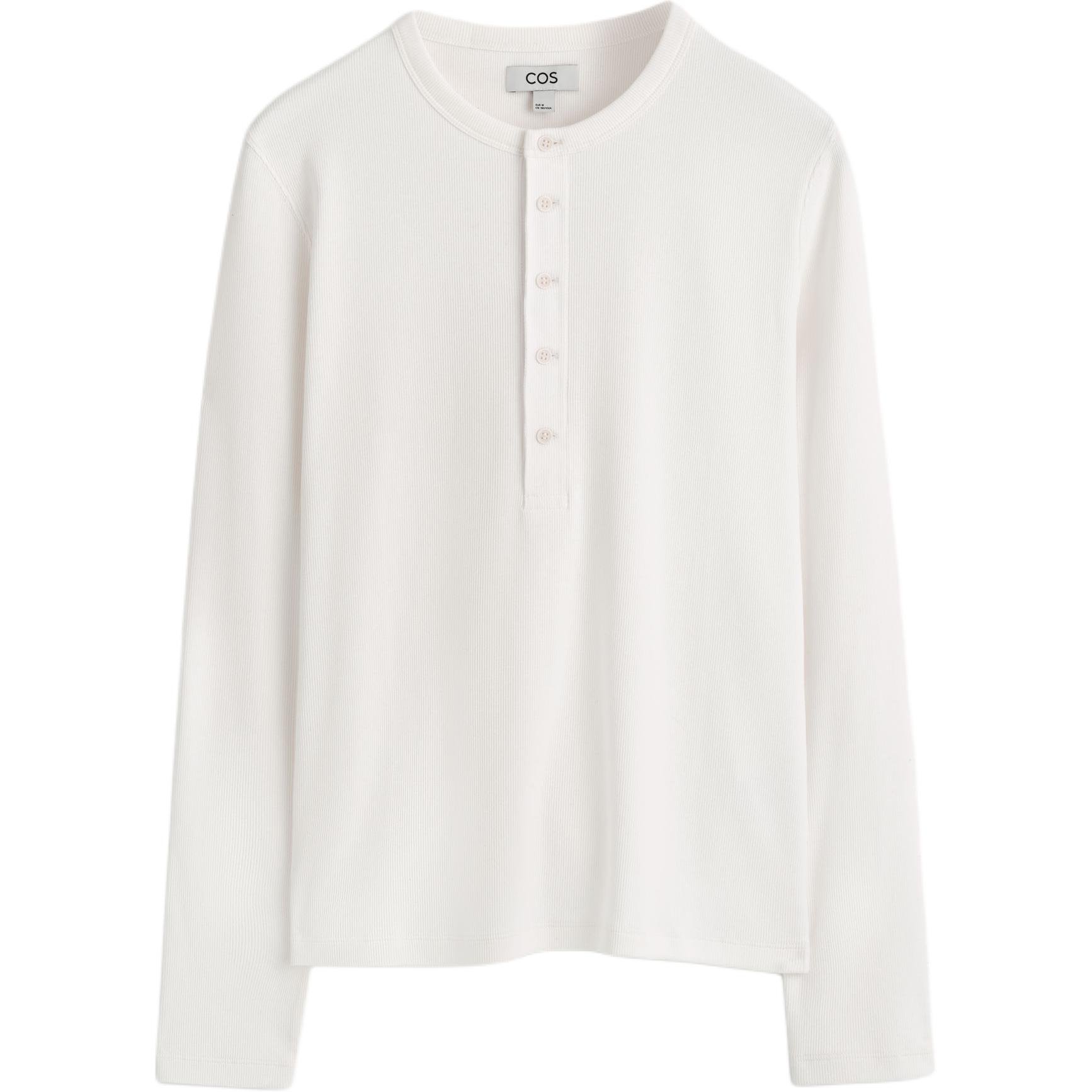 

COS Футболка мужская белая с воротником henry, Белый, COS Футболка мужская белая с воротником henry