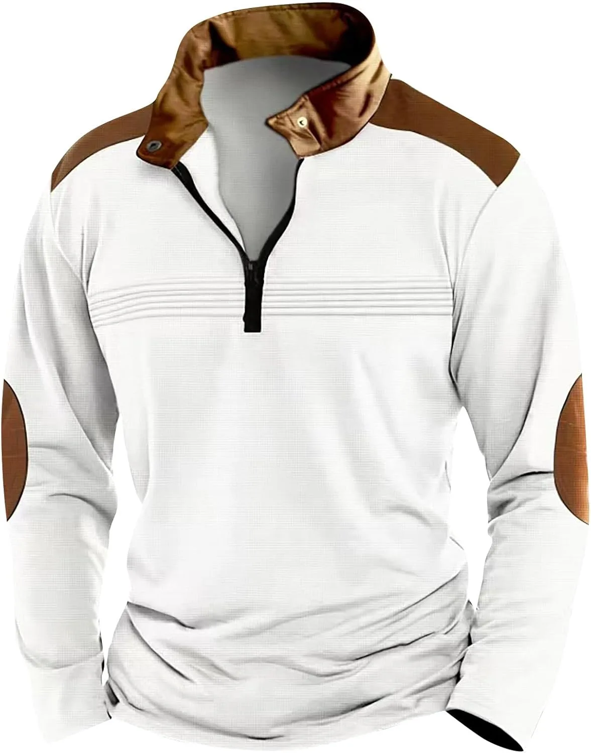 

Мужская футболка с длинным рукавом и молнией на четверть, Casual RTRDE