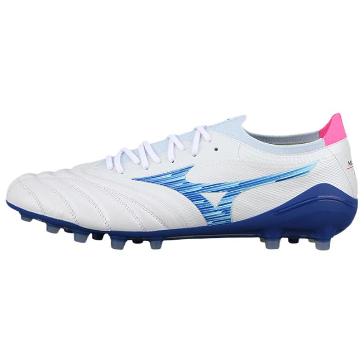 Футбольные бутсы Morelia Neo 4 AG для искусственного грунта унисекс Mizuno, White Blue Pink