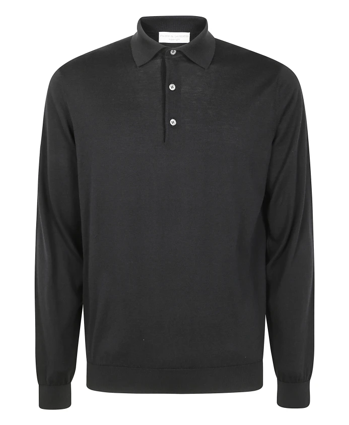 

Классическая рубашка-поло с длинными рукавами Filippo De Laurentiis, черный