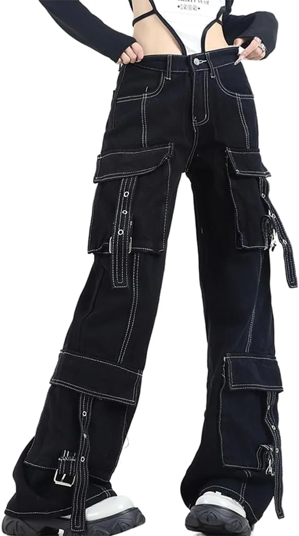 

Y2K готические гранж карго штаны с высокой талией и карманами RILGOU