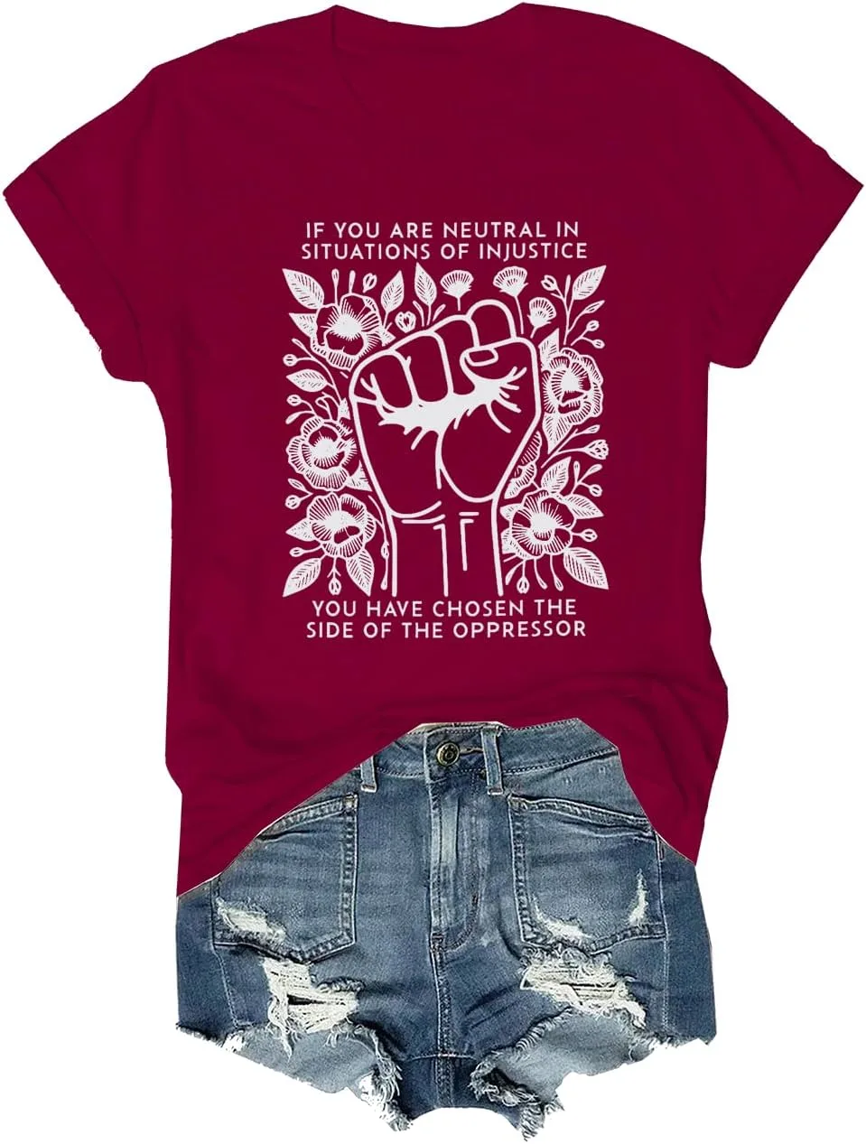 Футболка Unisex с коротким рукавом "If You are Neutral in Situations of Injustice You Have Chosen The Side of The Oppressor"
