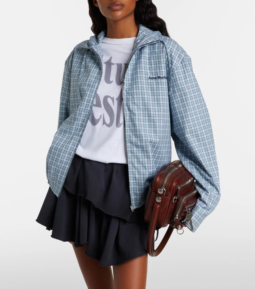 Клетчатая техническая куртка Acne Studios, синий — фото 2